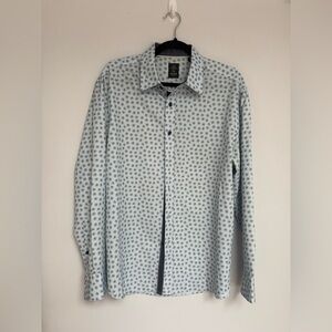 Men's Blue Patterned Dress Shirt